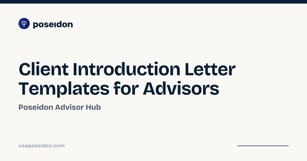 Client Introduction Letter Templates for Advisors | Poseidon Advisor Hub